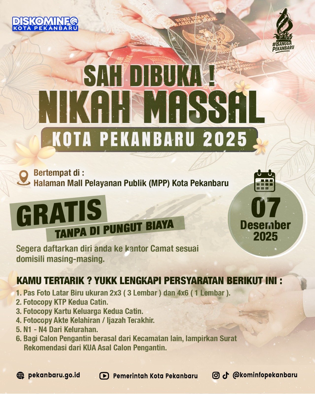 Walikota Agung Nugroho Dorong Warga Manfaatkan Nikah Massal dan Isbat Gratis Akhir Tahun Ini
